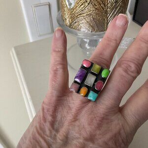 Unique large 925 silver and 9 colorful stones